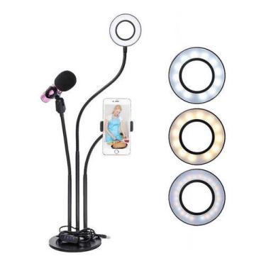Imagem de Ring Light Iluminador Led Com Suporte De Celular Microfone - oem