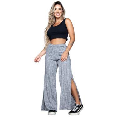 Imagem de Conjunto Cropped Bella Fiore Canelado e Calça Pantalona Com Fenda Cane