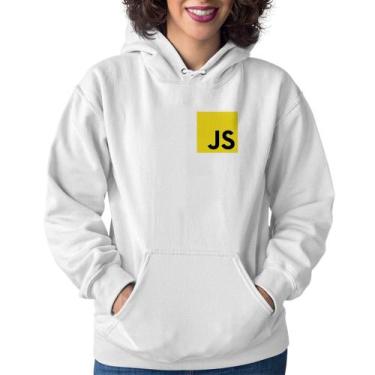 Imagem de Moletom Feminino JavaScript - Foca na Moda, Branco, GG
