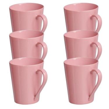 Imagem de Jogo 6 Canecas Tulipa Rosa Café Chá Porcelana 250ml - COISAS PARA O LA