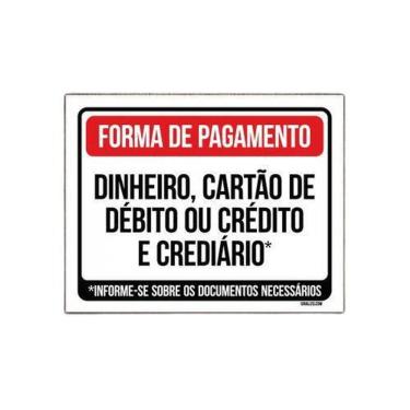 Imagem de Placa Sinalização - Forma Pagamento Dinheiro Cart Ao 36X46
