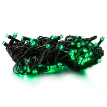 Imagem de Pisca Cordão 10 Metros Fio Verde C/ 100 LEDS Verde Fixo Bivolt - Brill