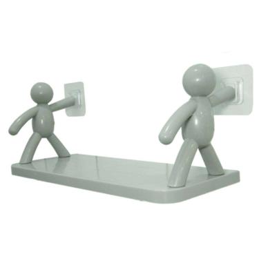 Imagem de Suporte Prateleira de Plástico Organizador de Parede Adesiva Boneco