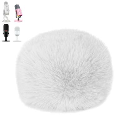 Imagem de SUNMON Filtro pop para microfone Blue Yeti, capa de para-brisa de microfone peludo compatível com AM8, SoloCast, Yeti Pro/Nano, Razer Mini, Razer X, Razer Seiren V2 Pro e mais microfones USB (branco)