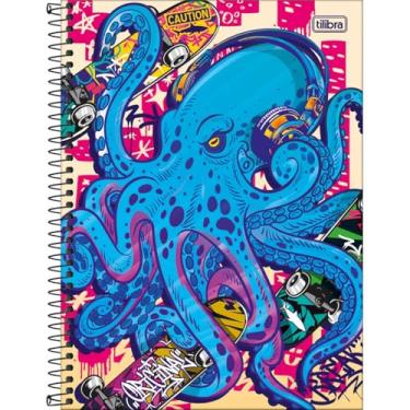 Imagem de Tilibra - Caderno Capa Dura Universitário Connect 15 Matérias 4-Fun 256 Folhas - Polvo Aquático