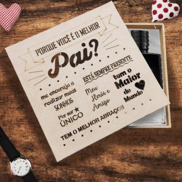 Imagem de Caixa para Presente Decorada Dia dos Pais em MDF Quadrada 15x15x5 - Ex