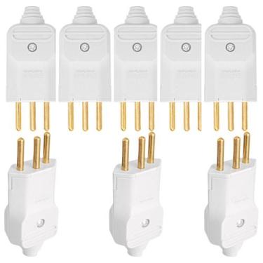 Imagem de Kit 8 plugue macho 10a 2p+t 180 250v margirius branco