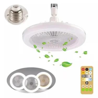 Imagem de Ventilador de Teto com Lâmpada LED e Controle Remoto Branco e Cinza pa