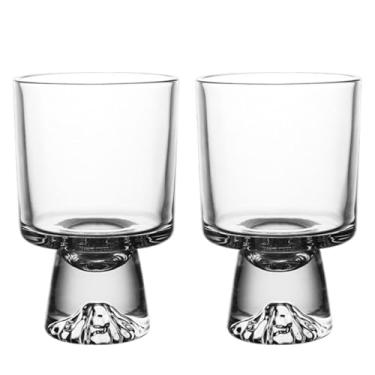 Imagem de Boxonly Tigelas de sobremesa de vidro com pés feitas à mão – conjunto de copos de bagatela com pé transparente com design exclusivo de montanha, capacidade de 201-300 ml, ideal para parfaits e frutas