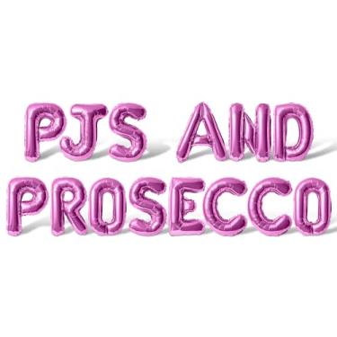 Imagem de Letter Balloons - PJS AND PROSECCO 16" Inch Alphabet Letters Foil Mylar Balloon Bachelorette Party Banner (Pink)