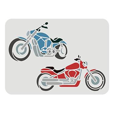 Imagem de FINGERINSPIRE Modelo de estêncil para motocicletas 29,7 x 21 cm, 2 autobikes Mylar, faça você mesmo, artesanato, veículos laváveis reutilizáveis, estênceis de desenho de parede, placas de giz, para