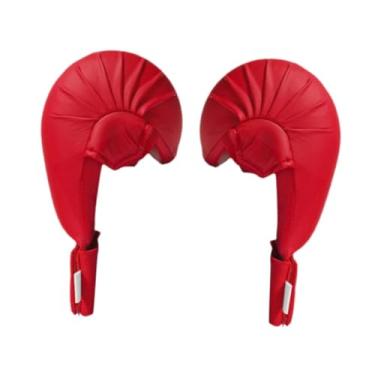 Imagem de Vaveren 2 peças luvas de treinamento de karatê, luvas de mma, suporte de pulso kickboxing luta competição guardas, luvas de boxe esportivo de treino, Vermelho, M