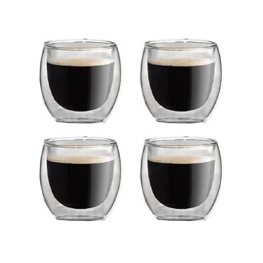 Imagem de CUISINOX Copos de café expresso de vidro transparente com isolamento de parede dupla, conjunto de 4, 100 ml