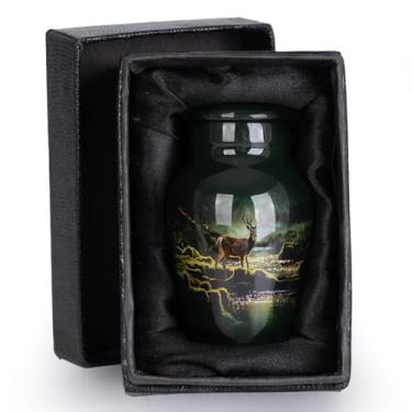 Imagem de STONLIF Urnas de cremação para cinzas humanas adulto masculino feminino - Urna decorativa masculina de 7,6 cm cúbicos - Urnas funerárias para pai, homens, cinzas humanas - veado, 1 pequena lembrança