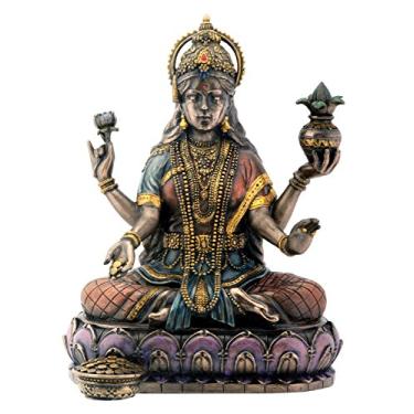 Imagem de Estátua de exibição do hinduísmo de bronze Lakshmi em lótus