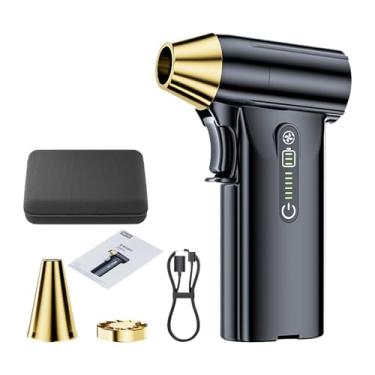 Imagem de UxicRuya Ventilador portátil de mão Ventilador pessoal 130000 RPM Espanador de ar elétrico recarregável para limpeza de teclado Manutenção de carro, Preto