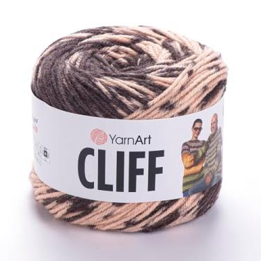 Imagem de YarnArt Fio acrílico de lã de mármore Cliff – 80% acrílico, 20% lã, tricô crochê para artesanato – suéter, cachecol, fio de xale, fio de outono inverno peso médio (4), 1 novelo (8307)
