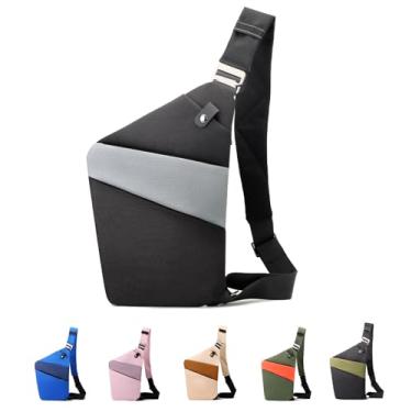 Imagem de MaijjLyn Colorblock Bolsa Wander Bolsa antifurto Bolsa de viagem antirroubo Bolsa tiracolo para mulheres e homens Bolsas Slim Sling Bags, Preto e cinza direito