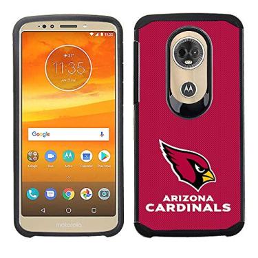 Imagem de Prime Brands Group Capa de celular para Motorola Moto E5 Plus/E5 Supra - Licenciado pela NFL Arizona Cardinals - Capa traseira texturizada vermelha em TPU preto