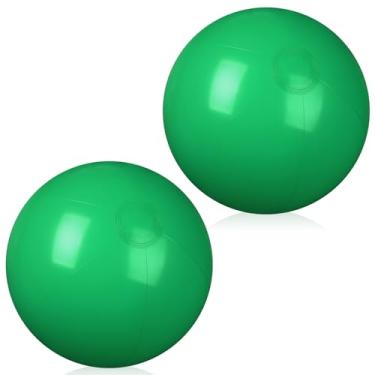 Imagem de kymqlyw 2 bolas infláveis de praia de 50,8 cm, bolas de piscina para decoração de verão ao ar livre, ornamentos de bola flutuante para piscina, artigos de festa de aniversário (verde)
