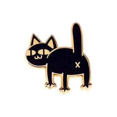 Imagem de Broche de gato preto fofo esmaltado para mulheres meninas meninos desenhos animados gatinho animais crachá broches estéticos engraçados alfinetes de lapela mochilas roupas bolsas jaquetas acessórios