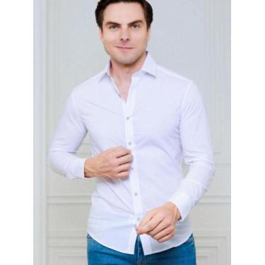 Imagem de Camisa Social Masculino Slim Fit Executivo - I.Con, Branco, 6
