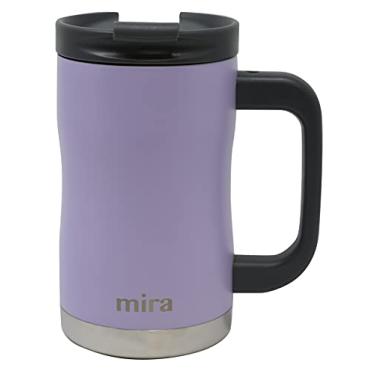 Imagem de MIRA Caneca de Café Moderna para Viagem com Alça e Tampa, 397 g Simples de Aço Inoxidável Parede Dupla Isolada a Vácuo Copo Térmico Copo Térmico, Lavanda Violeta