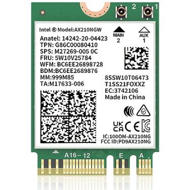Imagem de M.2 WiFi Intel AX210 NGW Card with Bluetooth 5.3, WiFi 6E 2X2 MU-MIMO 5400Mbps Wireless Network Module, MIMO WiFi Card 802.11AX with Wpa3 Security Tri-Band for Laptop Windows10/11 64bit