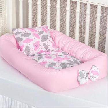 Imagem de Ninho Para Bebês Nuvem Rosa 4 Peças Com Travesseiro Macio - Beatriz En
