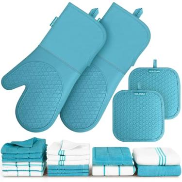Imagem de Luvas de forno, suporte de panela, toalhas de cozinha 100% algodão, toalhas de prato para cozinha, toalhas de mão/toalhas de chá supermacias e absorventes. Suporte de panela, luva de forno resistente