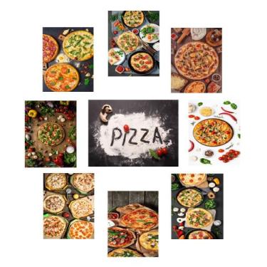 Imagem de Kit Quadros Pizza Lanchonete Pizzaria Restaurante 9 Peças - CAMALEÃO D