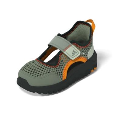 Imagem de adidas Tênis esportivo unissex infantil Summerflex, Verde prata/laranja careca/laranja impactante, 1 Little Kid