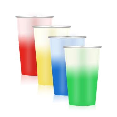 Imagem de Clickslock Pacote com 4 copos de 473 ml de alumínio que mudam de cor – Ativado por água fria – Conjunto clássico para festas, casa e presentes