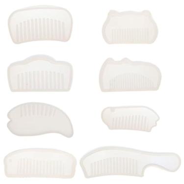Imagem de Uniquer 8 kits de moldes de resina de pente, 8 modelos de moldes de silicone para pente de cabelo de resina epóxi, conjunto de moldes de joias para artesanato faça você mesmo, acessórios de molde de