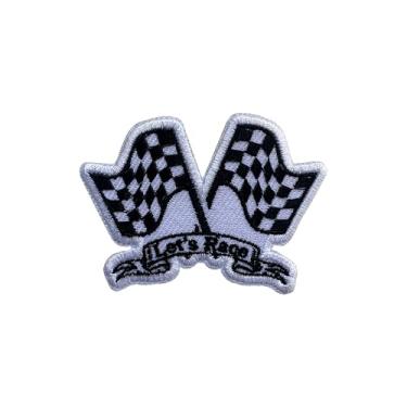 Imagem de LEMEPINZ Patch Let's Race, patch de ferro tamanho 7,6 cm ou costurar para mochilas, jeans, chapéus, roupas, bandeiras de carros de corrida, adesivos bordados faça você mesmo, aplique bordado de ferro