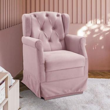 Imagem de Poltrona Cadeira de Amamentação Balanço Ternura Material Sintético Ros