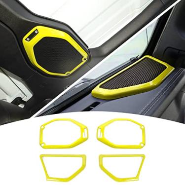 Imagem de 4 peças de alto-falante de teto de carro e capa de alto-falante de pilar A, acessórios internos para Jeep Wrangler JL JLU e Gladiador JT 2018-2021 (amarelo)