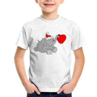 Imagem de Camiseta Infantil Elefante Noel - Foca na Moda, Branco, 10