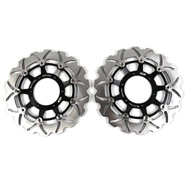 Imagem de 1 par de discos de freio dianteiros flutuantes de rotores compatíveis com Honda CBR600F 2001-2007 SPORT 2001 2002, CB900F HORNET 2002-2006, peças pretas de acessórios de motocicleta