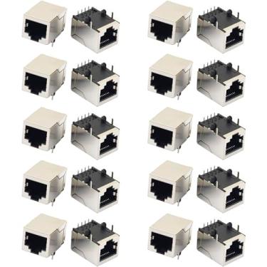 Imagem de yddmyo 20 peças RJ45 8P8C adaptadores de conector PCB soquete fêmea para fêmea para Ethernet Cat5 Cat6 acoplador de montagem de rede de dados