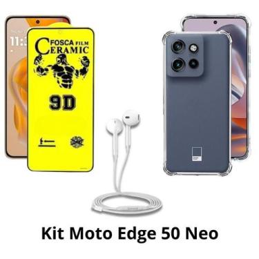 Imagem de Capinha Silicone Transparente + Película Matte Fosca + Fone de Ouvido 