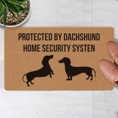 Imagem de LuckyChu Tapete de porta de boas-vindas protegido por Dachshund Home Security Systen, tapetes de baixo perfil, antiderrapante, tapetes de entrada duráveis para entrada, pátio, áreas de alto tráfego,