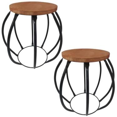 Imagem de Kit 02 Bancos Barril Feito em Caninhos de Ferro e Madeira Maciça