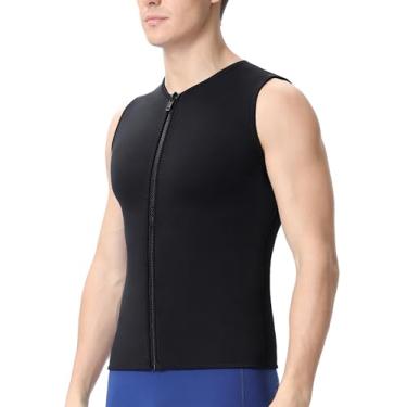 Imagem de DEHAI Jaqueta masculina feminina, neoprene de 2 mm, 3 mm, camisa de manga comprida e colete juvenil com zíper frontal sem mangas, esportes aquáticos para mergulho, natação, esqui aquático, surfe
