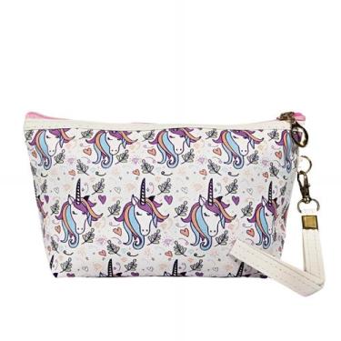 Imagem de Bolsa Necessaire Unicórnio Para Maquiagem Cosméticos Divisória Mala Vi