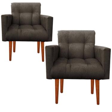 Imagem de Kit Poltrona Sala De Estar Escritório Alexia Marrom