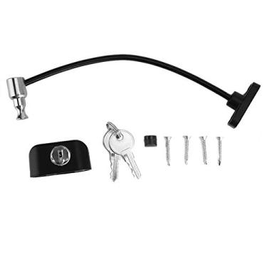 Imagem de Restritor de janela, fechadura de geladeira mais espessa, fechaduras limitadoras de segurança pretas com 2 chaves para janela, móveis de armário