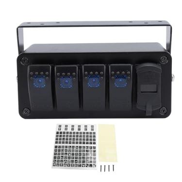 Imagem de Caixa de Interruptor de 4 Gangues, o Painel do Interruptor do Balancim de Liga de Alumínio, Com Interruptores 4x20a e PD Type C, QC 3.0 USB Charger para Carros, Caminhões, (Luz