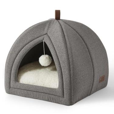 Imagem de Tenda Cat Bed Bedsure 2 em 1 Cat Cave House com travesseiro cinza