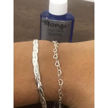 Imagem de Conj. 2 Pulseiras Prata 925 3 Fios E Coração + Liquido - Lojas La&Ny ,